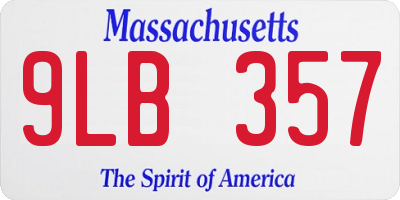 MA license plate 9LB357