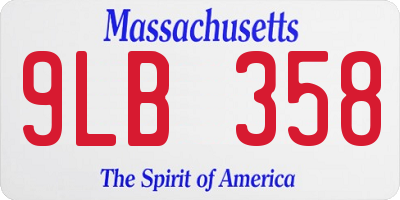 MA license plate 9LB358