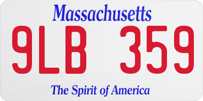 MA license plate 9LB359