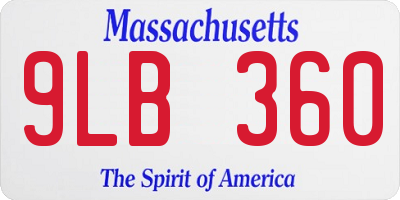 MA license plate 9LB360