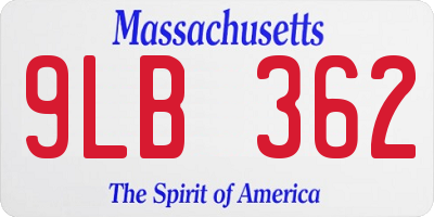 MA license plate 9LB362