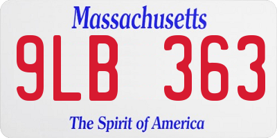 MA license plate 9LB363
