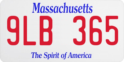 MA license plate 9LB365