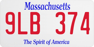 MA license plate 9LB374
