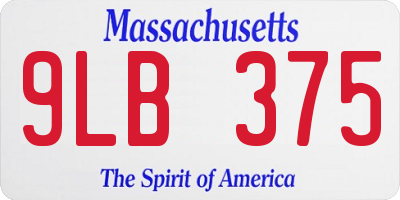 MA license plate 9LB375