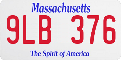 MA license plate 9LB376