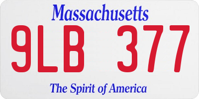 MA license plate 9LB377