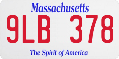 MA license plate 9LB378