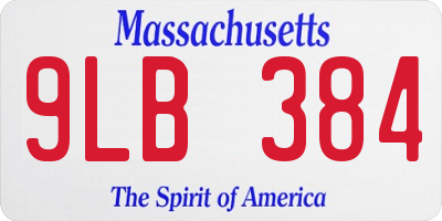 MA license plate 9LB384