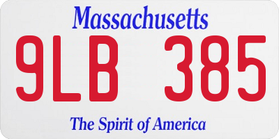 MA license plate 9LB385