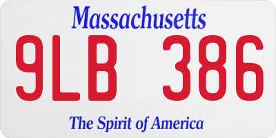 MA license plate 9LB386