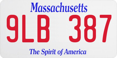 MA license plate 9LB387