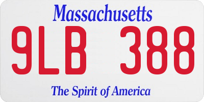 MA license plate 9LB388