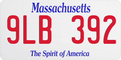 MA license plate 9LB392