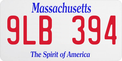 MA license plate 9LB394