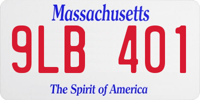 MA license plate 9LB401