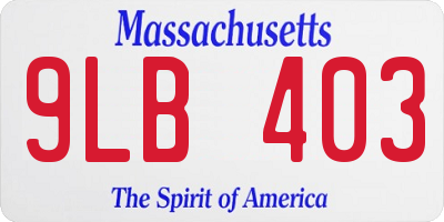 MA license plate 9LB403