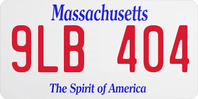 MA license plate 9LB404