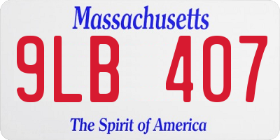 MA license plate 9LB407