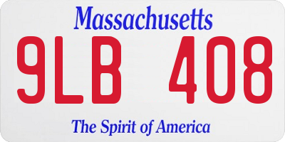 MA license plate 9LB408