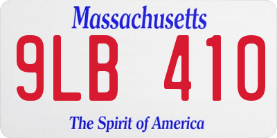 MA license plate 9LB410
