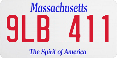 MA license plate 9LB411