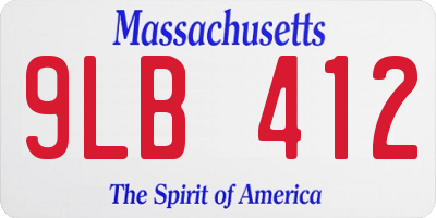 MA license plate 9LB412