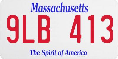 MA license plate 9LB413