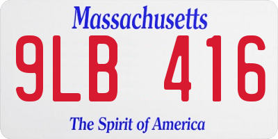 MA license plate 9LB416