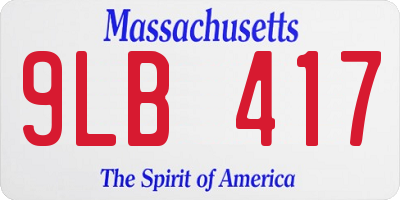MA license plate 9LB417