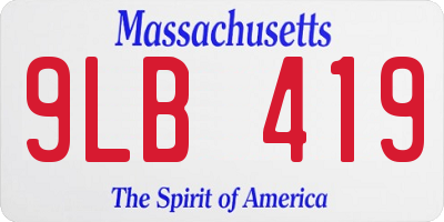 MA license plate 9LB419