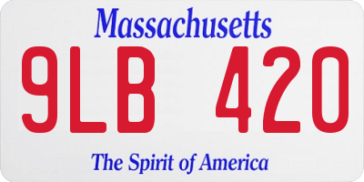 MA license plate 9LB420