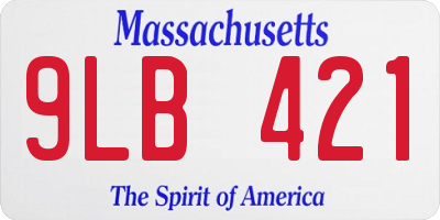 MA license plate 9LB421
