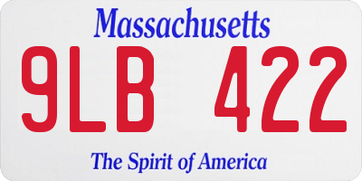 MA license plate 9LB422