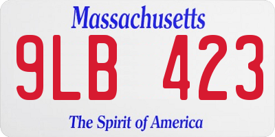 MA license plate 9LB423