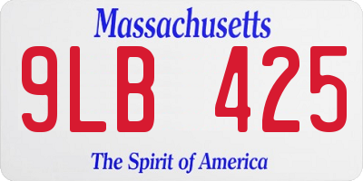 MA license plate 9LB425