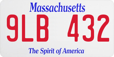MA license plate 9LB432