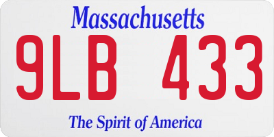 MA license plate 9LB433