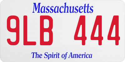 MA license plate 9LB444