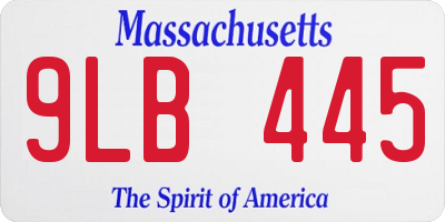 MA license plate 9LB445