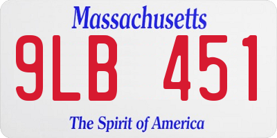 MA license plate 9LB451