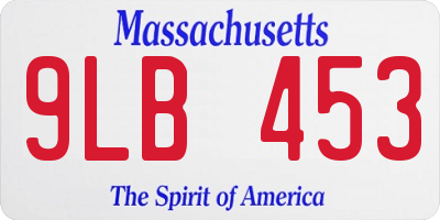 MA license plate 9LB453