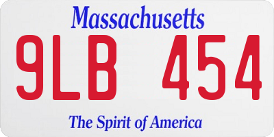 MA license plate 9LB454