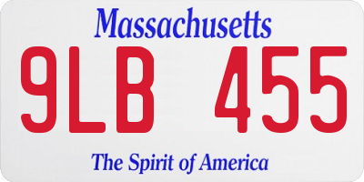 MA license plate 9LB455