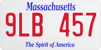 MA license plate 9LB457