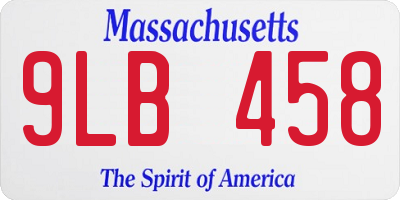 MA license plate 9LB458
