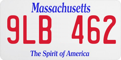 MA license plate 9LB462