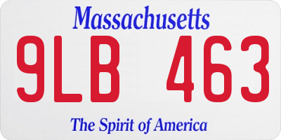 MA license plate 9LB463
