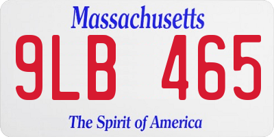 MA license plate 9LB465