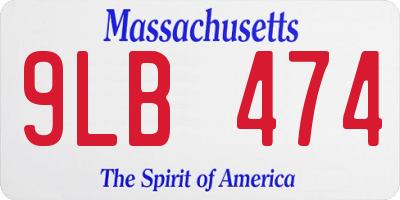 MA license plate 9LB474